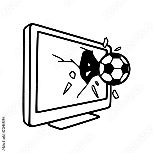 soccer ball breaking a TV screen