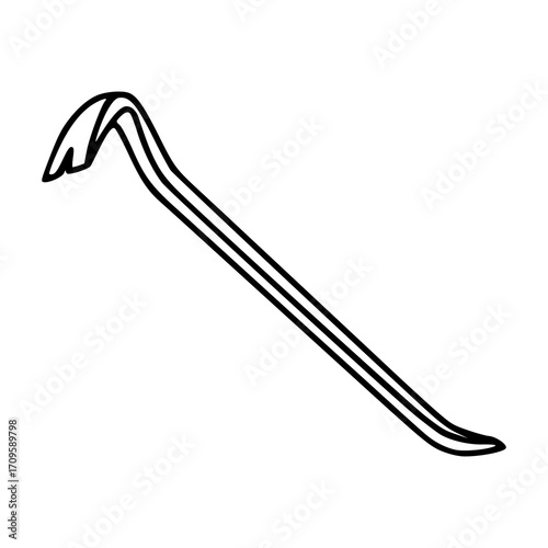 crowbar tool vector outline