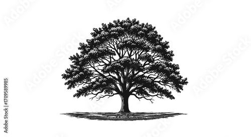 Majestic Oak Tree Illustration in a Serene Environment for Artistic Inspiration