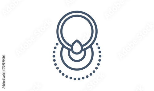 Elegant abstract oval shape with teardrop and dotted lines