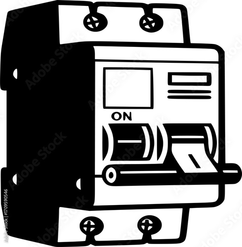 Circuit Breaker Icon Vector | Electrical Fuse Box, Power Switch System | Protection, control, electricity, safety, overload illustration