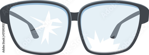Stylish eyeglasses with cracked lenses illustrating vision impairment and the need for repair or replacement