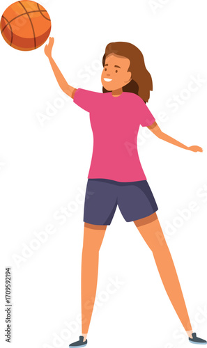Female athlete practicing basketball, showcasing athleticism and dedication to the sport