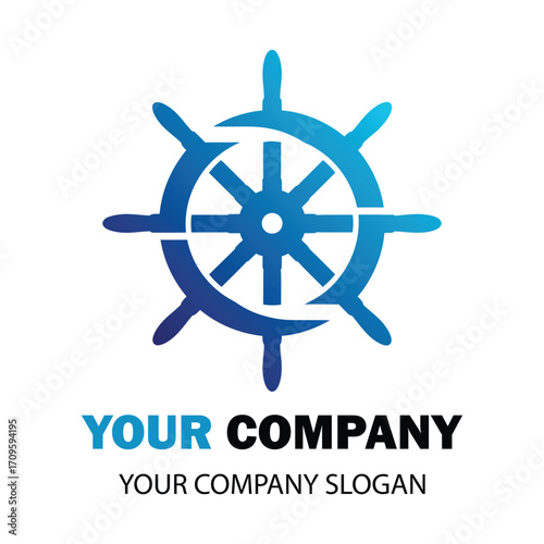 Vector art of blue ship wheel logo