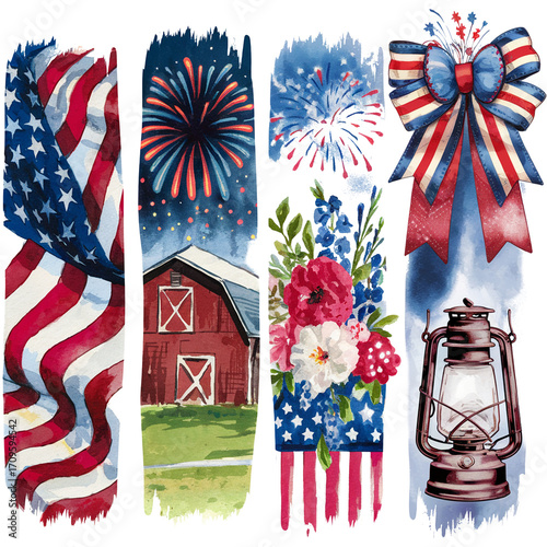 Patriotic Watercolor Brush - Usa 4th of July Patriotic t-shirt design, Family Patriotic Illustration Shirts, Happy 4th Of July design sublimation
