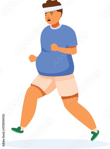 Determined man jogging, embracing active lifestyle for weight loss and improved fitness