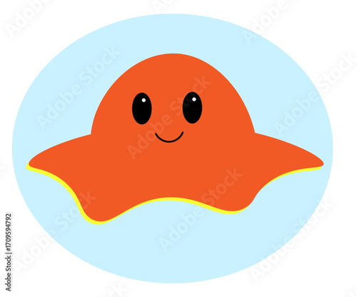 an orange octopus on a blue background,
