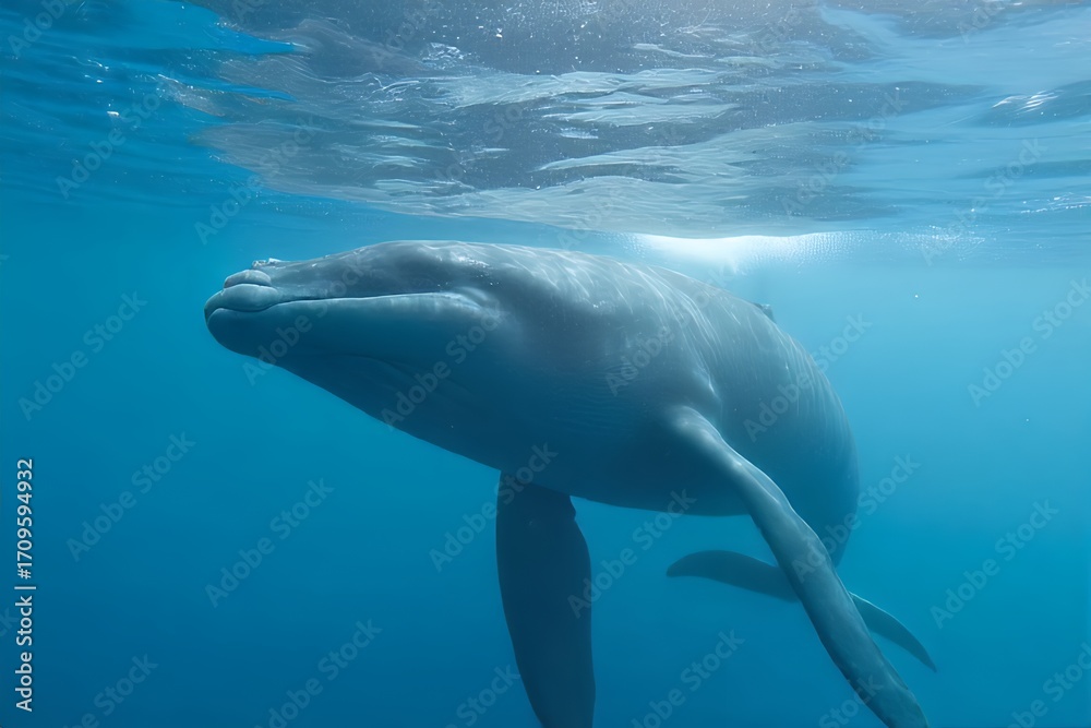 Naklejka premium Underwater Portrait of a Humpback Whale