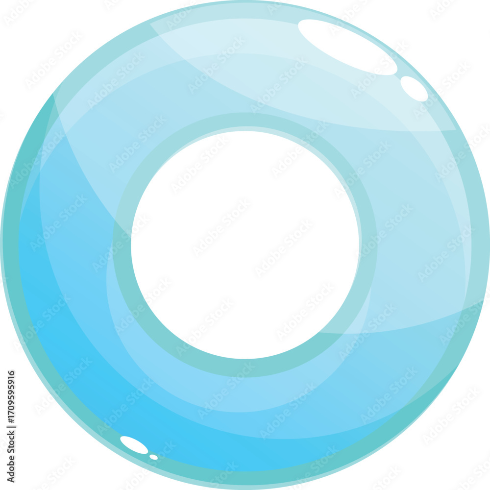 Obraz premium Bright blue inflatable ring floating on a calm water surface, perfect for summer vacation and pool parties