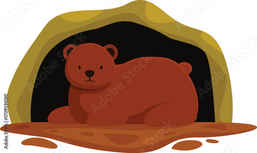 Brown bear resting in its cave, enjoying the peace and quiet of its natural habitat