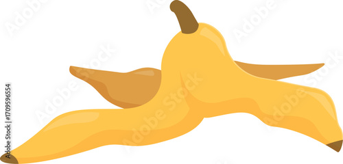 Cartoon illustration of a banana peel creating a potential slipping hazard, isolated on a white background