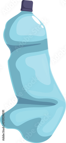 Crumpled light blue empty plastic bottle representing plastic pollution and recycling issues