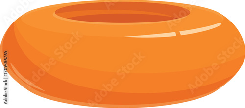 Orange inflatable ring floating on water, perfect for summer fun and relaxation