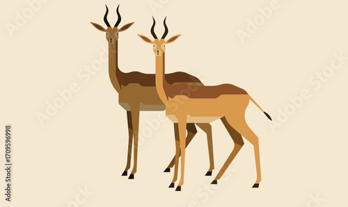 illustration of a gazelle couple standing together, symbolizing grace, companionship