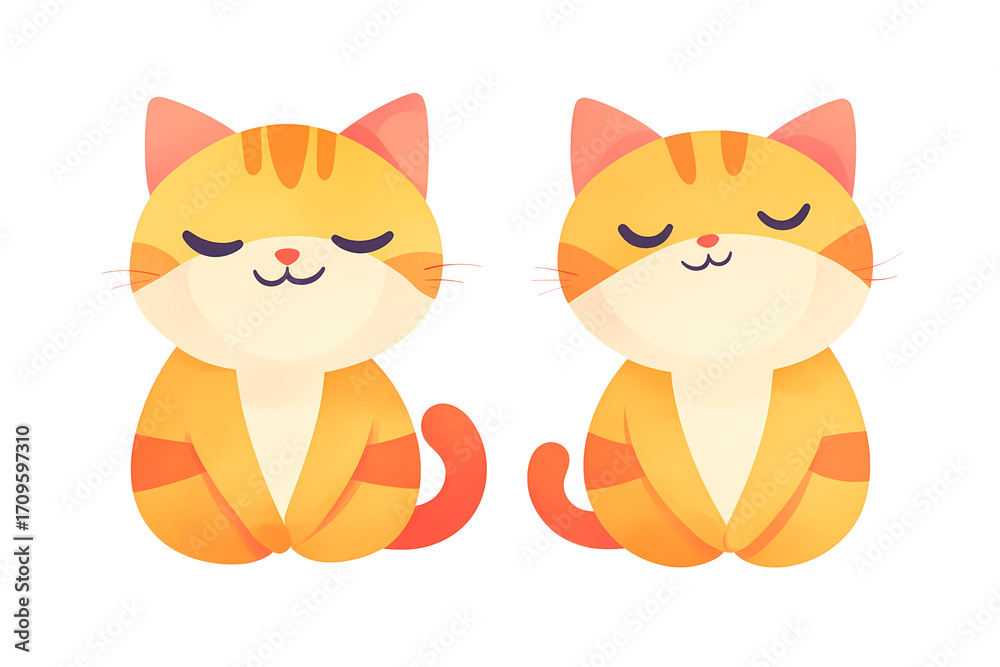 Fototapeta premium Two adorable orange tabby kittens sitting peacefully.
