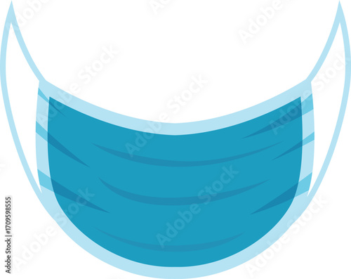 Simple illustration of a blue surgical mask hanging, representing safety measures against viruses and airborne diseases