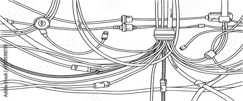Electrical Cables Wiring Vector Icon | Power Line, Wire Connection System | Electricity, current, circuit, network, energy illustration