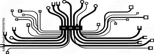 Electrical Cables Wiring Vector Icon | Power Line, Wire Connection System | Electricity, current, circuit, network, energy illustration