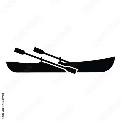 Canoe silhouette with paddles nautical water sport recreation adventure element silhouette