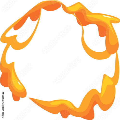 Viscous orange substance forming a circular border, leaving an open area in the center