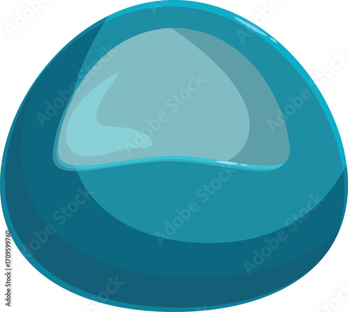 Shiny, blue blob with a lighter highlight sits on a white background, creating a simple yet captivating visual