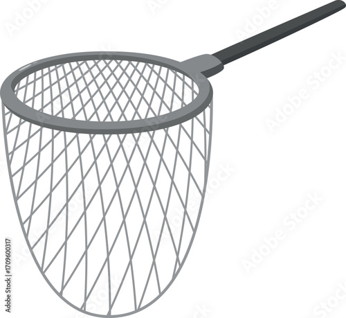 Fishing net featuring a crisscross pattern, ideal for catching aquatic life, with sturdy handle