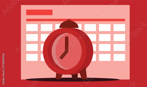 illustration of time management elements including a calendar and alarm clock, representing productivity, planning, scheduling, and effective organization