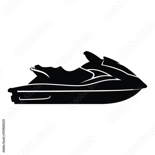 Dynamic jet ski silhouette symbol for water sports and adventure designs silhouette