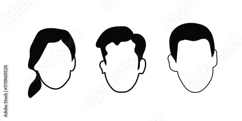 human face icon set line art