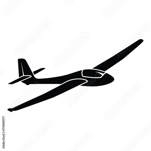 Silhouette of a glider airplane in flight aerodynamic design sport aviation aircraft silhouette