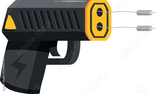 Black and yellow taser emitting an electrical charge, ensuring personal safety