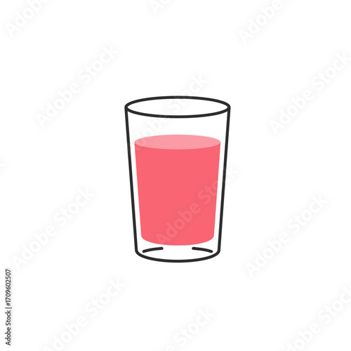 Glass of rose lemonade, vector illustration. Types of drinks, refreshments. Flavors and taste variety