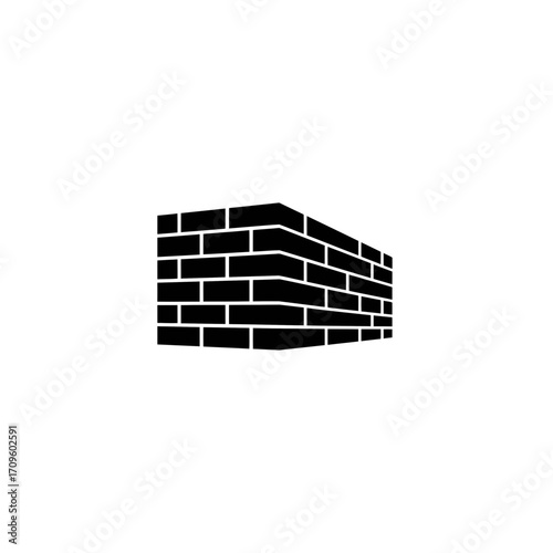 Black brick walls in volumetric rectangle shape, geometric style, vector illustration. Construction and building concept