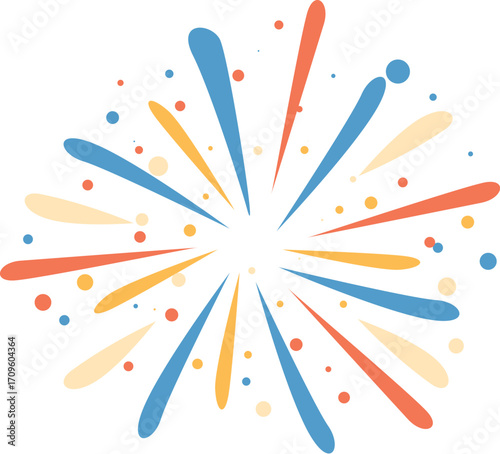 Colorful fireworks exploding against white background, creating a festive and celebratory atmosphere