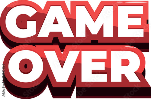 Red and white game over message signaling the end of a video game