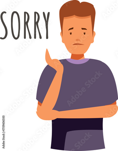 Young man making a gesture of apology, feeling sorry and asking for forgiveness