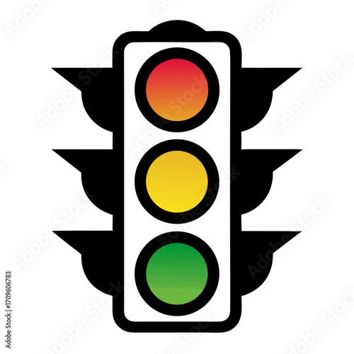 Gradient Traffic Light Circles Red Yellow Green on Black Background signal stoplight