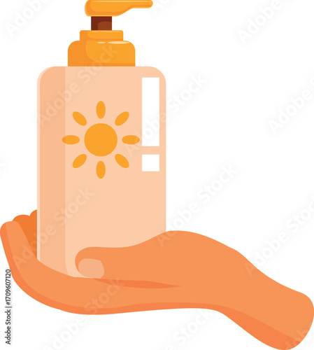 Hand holding sunscreen lotion for effective sun protection during summer holidays