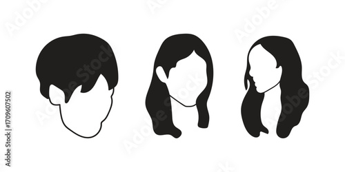 human face icon set line art