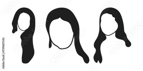 human face icon set line art