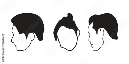human face icon set line art