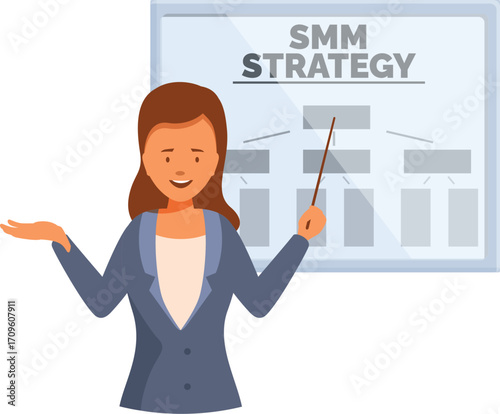Marketing specialist presenting social media marketing strategy during a business meeting