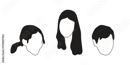 human face icon set line art