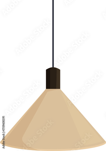 Modern cone shaped hanging lamp adding a touch of elegance and providing warm illumination to interior space