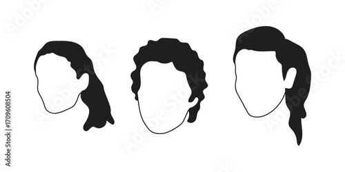 human face icon set line art