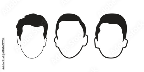 human face icon set line art