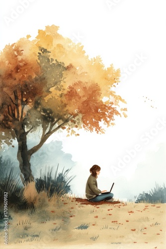 Autumn Reflection A Tranquil and Quiet Moment to Spend with Nature and Technology