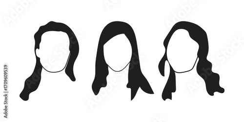 human face icon set line art