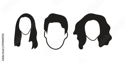 human face icon set line art