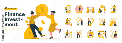 Finance and Investment Vector Illustration Set